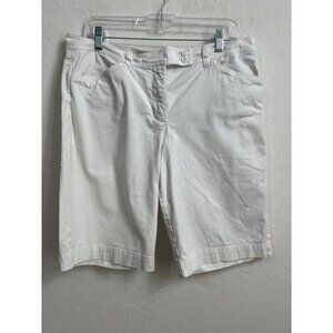 Jones New York Stretch SZ 14 Sport Bermuda White Shorts Cotton Spandex
